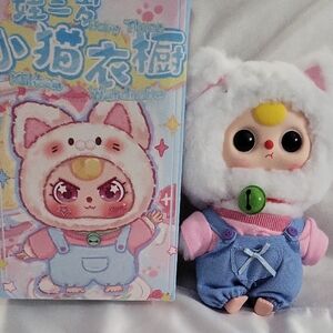 Kittens Wardrobe Cute Plush Doll with Blue Overalls
